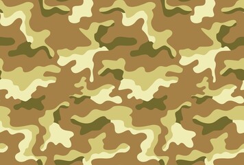 Naklejka premium Camouflage military pattern, seamless texture, sand army background disguise