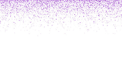 Wide purple glitter confetti on white background. Vector