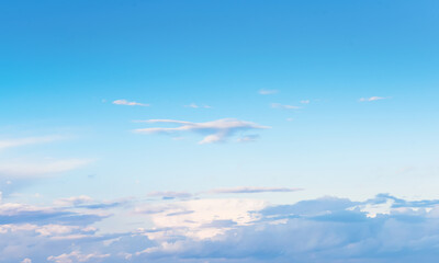 blue sky with clouds on horizon, sky replacement background - obrazy, fototapety, plakaty