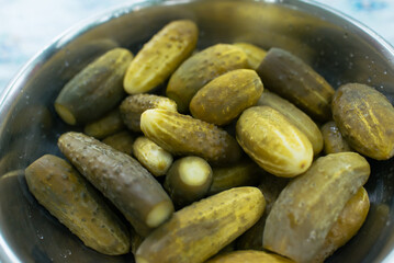 Appetizing pickles cucumbers in the bowl	