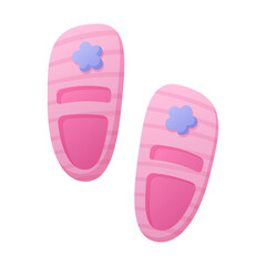 Toddler girl shoes, cute pink baby sandals with a flower. Vector cartoon isolated illustration.