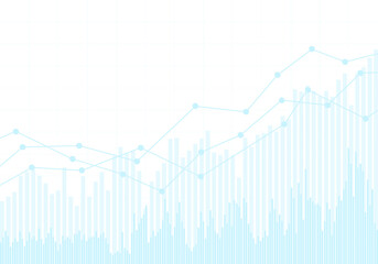 Blue stock market or financial chart with growth trend. On a white background, vector