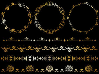 ダマスク模様の飾り罫セット　ゴールド