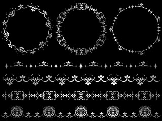 ダマスク模様の飾り罫セット　シルバー