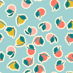 Colorful seamless pattern with apples. Vector cute background, print, wrapping paper