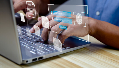 Concept of cyber security, information security and encryption, secure access to user's personal...