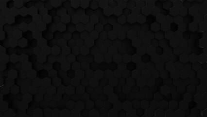 Hexagon black background, modern textured border pattern. 3d render