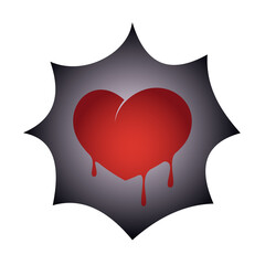 Vector red heart icon on gray background