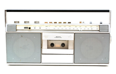 Obraz premium Old sytle radio-tape player close up. 