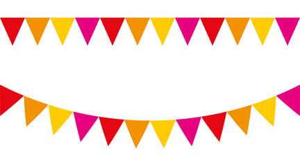 Anniversary or celebration event garlands with pennants. Vector buntings set II.