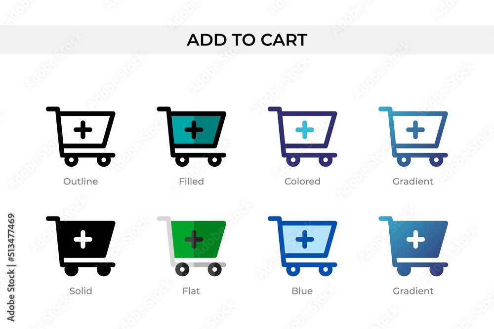 Aufkleber add to cart icon in different style. add to cart vector icons designed in outline, solid, colored, f