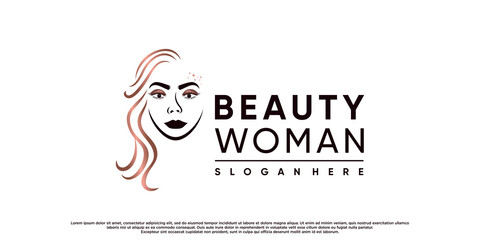 Beauty women logo design inspiration for beauty salon with woman face Premium Vector