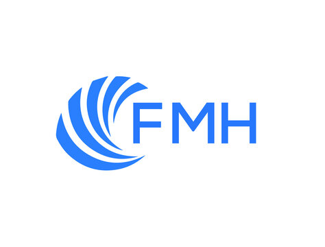FMH Flat accounting logo design on white background. FMH creative initials Growth graph letter logo concept. FMH business finance logo design.
