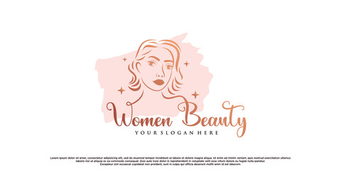 Beauty women logo design inspiration for beauty salon with woman face Premium Vector