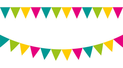 Anniversary or celebration event garlands with pennants. Vector buntings set III.