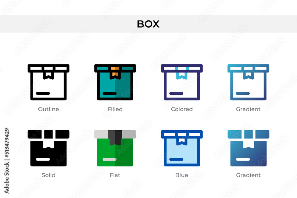 Poster box icon in different style. box vector icons designed in outline, solid, colored, filled, gradient,