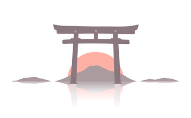 Torii Japanese Gate vector illustration.