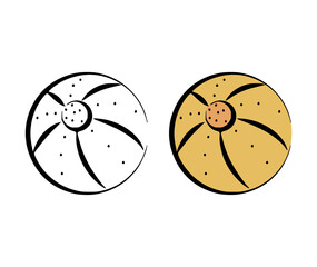 Vector illustration of a hand drawn beach ball on a white background