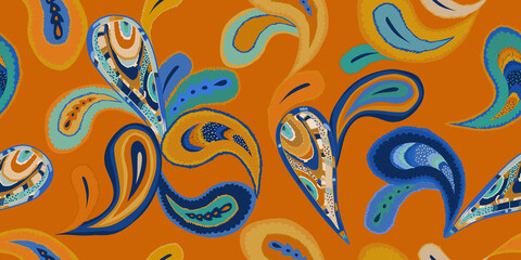 Modern hand drawn paisley ornament pattern. Abstract trendy ethnic style. Fashionable vector template for your design. 