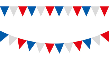 Fototapeta premium Blue white and red garlands with pennants. Vector buntings set II. France or United states flag.