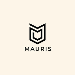 Obraz premium Letter M shield monogram. Elegant minimal logo design. 