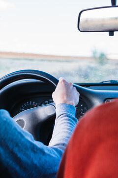 Woman Driving For A First Time