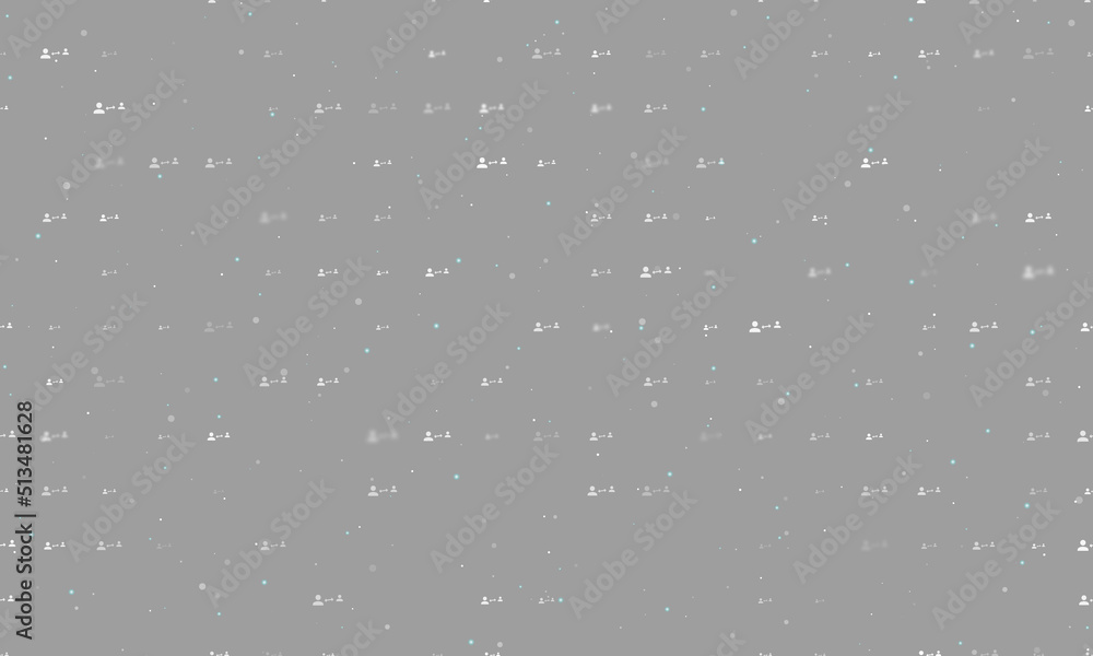 Poster seamless background pattern of evenly spaced white social distance symbols of different sizes and op