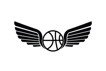 Basket Ball and Wings Logo, Basketball Team Badge