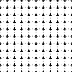 Square seamless background pattern from geometric shapes are different sizes and opacity. The pattern is evenly filled with big black yoga symbols. Vector illustration on white background