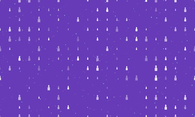 Seamless background pattern of evenly spaced white nail polish symbols of different sizes and opacity. Vector illustration on deep purple background with stars