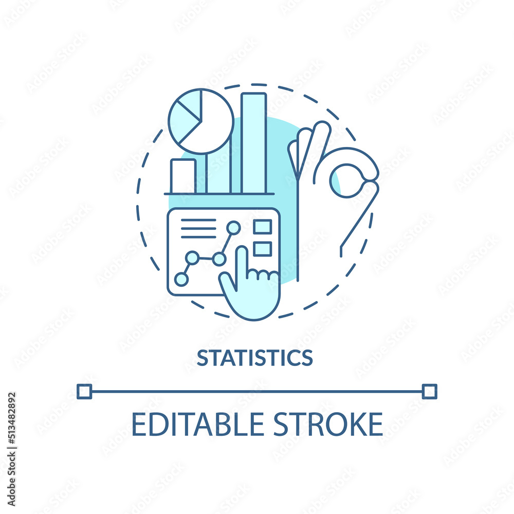 Poster statistics turquoise concept icon. interesting skill to learn abstract idea thin line illustration. 