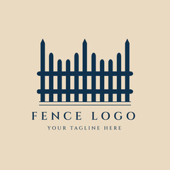 fence vintage logo, icon and symbol, with emblem vector illustration design