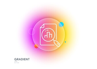 Analytics graph line icon. Gradient blur button with glassmorphism. Column chart sign. Growth diagram symbol. Transparent glass design. Analytics graph line icon. Vector