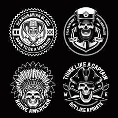 A set of vector skulls characters