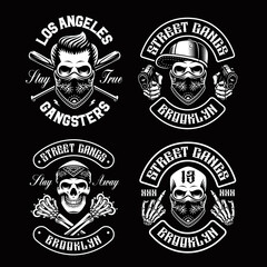 Set of vector gangster skulls
