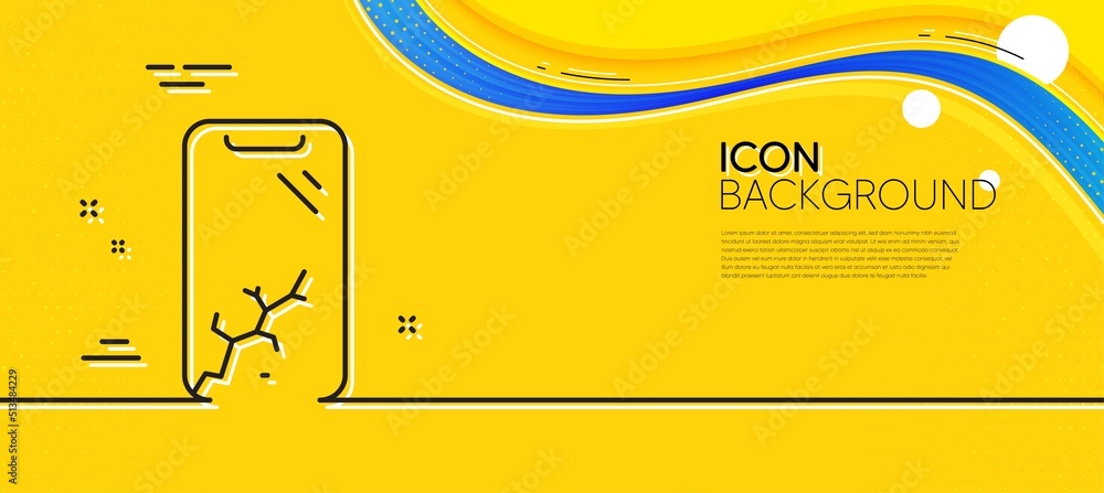 Poster smartphone broken line icon. abstract yellow background. phone crash sign. mobile device crack symbo
