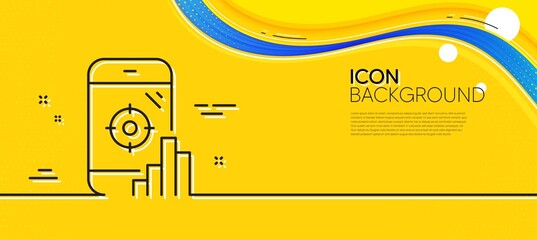 Fototapeta na wymiar Seo phone line icon. Abstract yellow background. Search engine optimization sign. Aim target symbol. Minimal seo phone line icon. Wave banner concept. Vector