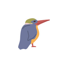 African birds and biodiversity, isolated exotic avian animal with bright plumage on wings. Tropical fauna, parrot living in wilderness. Flat cartoon, vector illustration