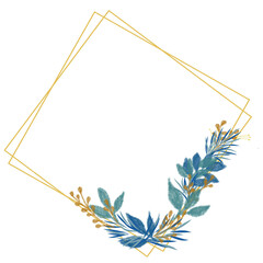 frame withblue watercolor flowers