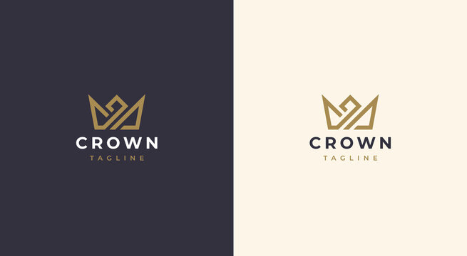Geometric creative crown logo design.  Vector template. Royal crown symbol logotype.
