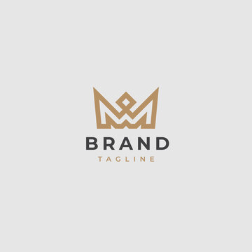 Geometric creative crown logo design.  Vector template. Royal crown symbol logotype.
