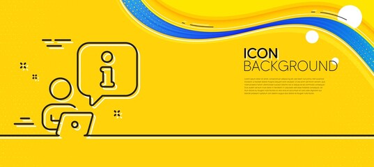 Obraz na płótnie Canvas Interview line icon. Abstract yellow background. Job information sign. Online business meeting symbol. Minimal interview line icon. Wave banner concept. Vector