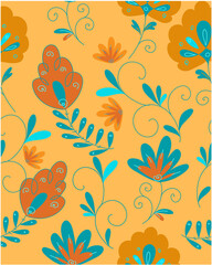 Pattern with cuta doodle flowers