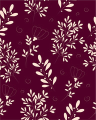 Pattern with hand draw flowers