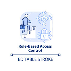Role-based access control light blue concept icon. Security management abstract idea thin line illustration. Isolated outline drawing. Editable stroke. Arial, Myriad Pro-Bold fonts used