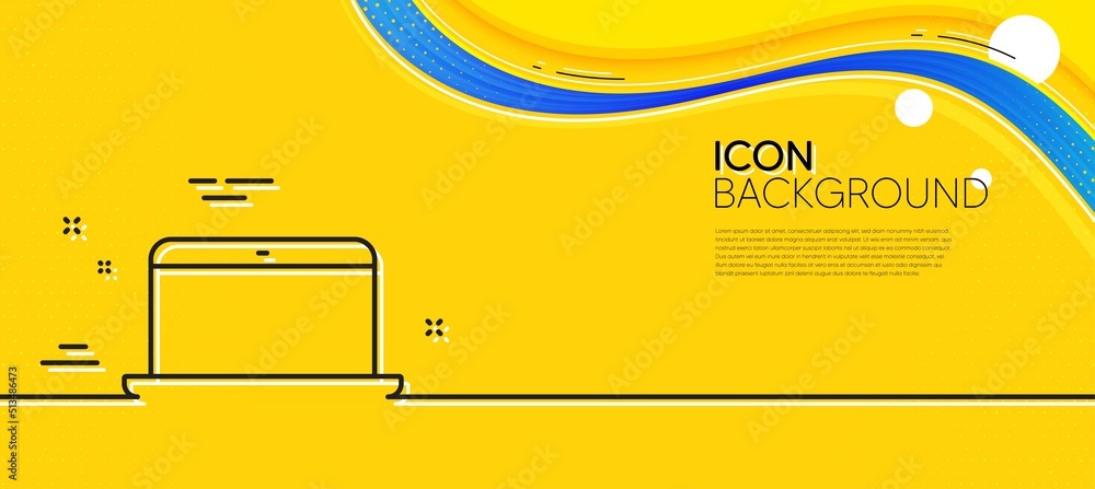 Poster laptop computer icon. abstract yellow background. notebook sign. portable personal computer symbol. 