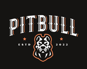Pitbul logo, emblem design editable for your business. Dog vector illustration.