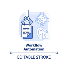 Workflow automation light blue concept icon. Manage identities abstract idea thin line illustration. Business processes. Isolated outline drawing. Editable stroke. Arial, Myriad Pro-Bold fonts used