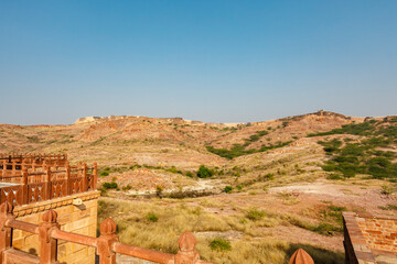 View at the old city wall of Jodhpur, Rajasthan, India, Asia