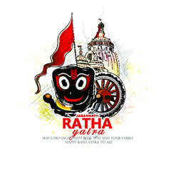 vector creative illustration of Ratha Yatra celebration of Lord Jagannath.
